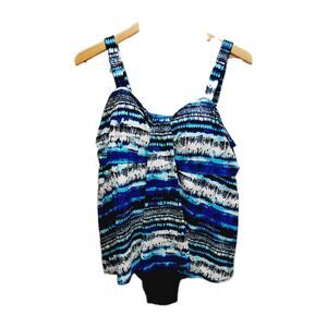 Avenue Blue Wave Print  I-pc Swimsuit Plus-size Women's 20W
